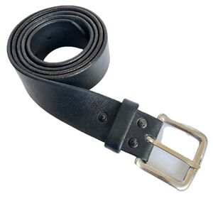 Hartman Dress Belt Black Leather Size 42 Made In Italy Solid Brass 1 1/2" Wide